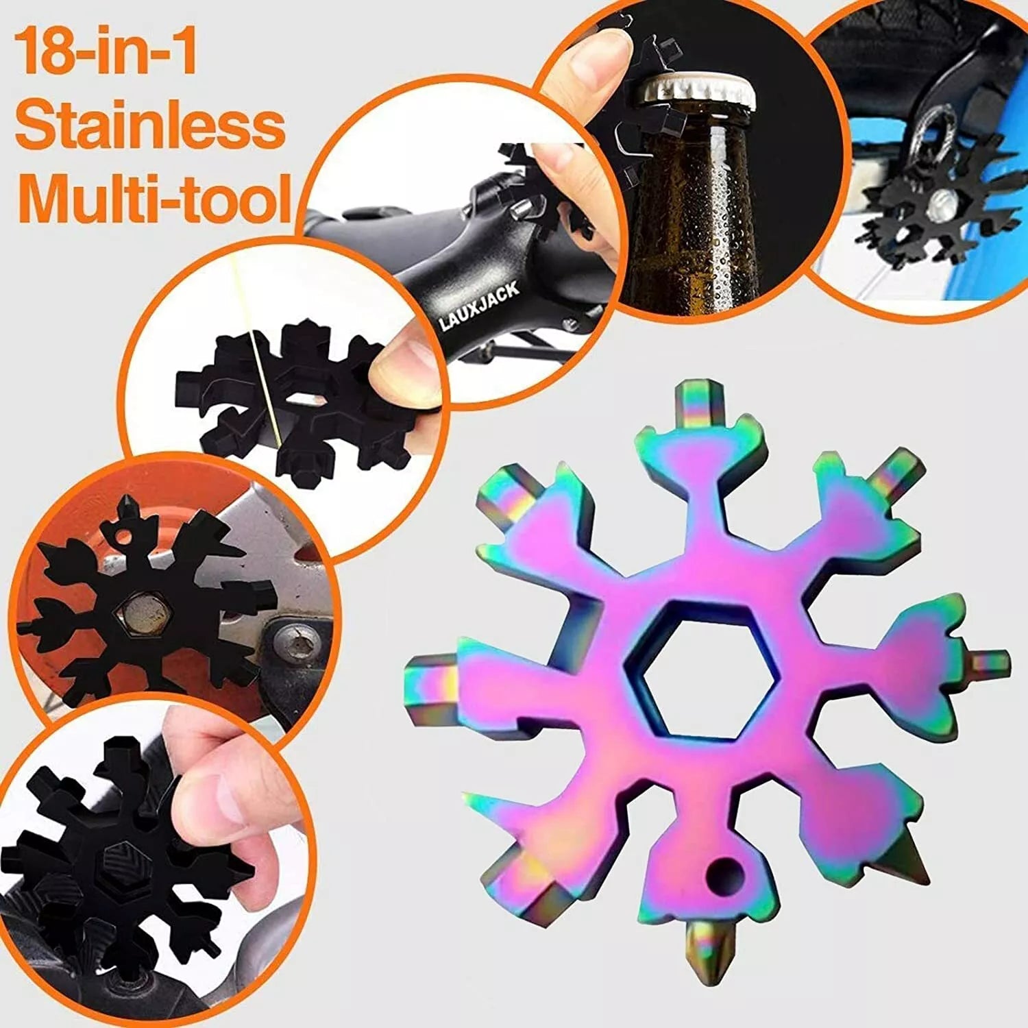 18 in 1 Snowflake Multi Tool Stainless Portable Steel Multi Tool for Outdoor