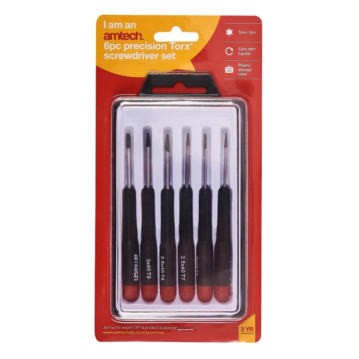 6x Torx Star Precision Screwdriver Set T5-T10 Amtech L0530 Phillips Slotted