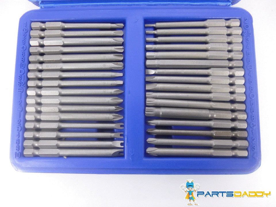 50 Piece Hex Star Torx Extra Long Security Bits Spline Flat Screwdriver Set 6-20