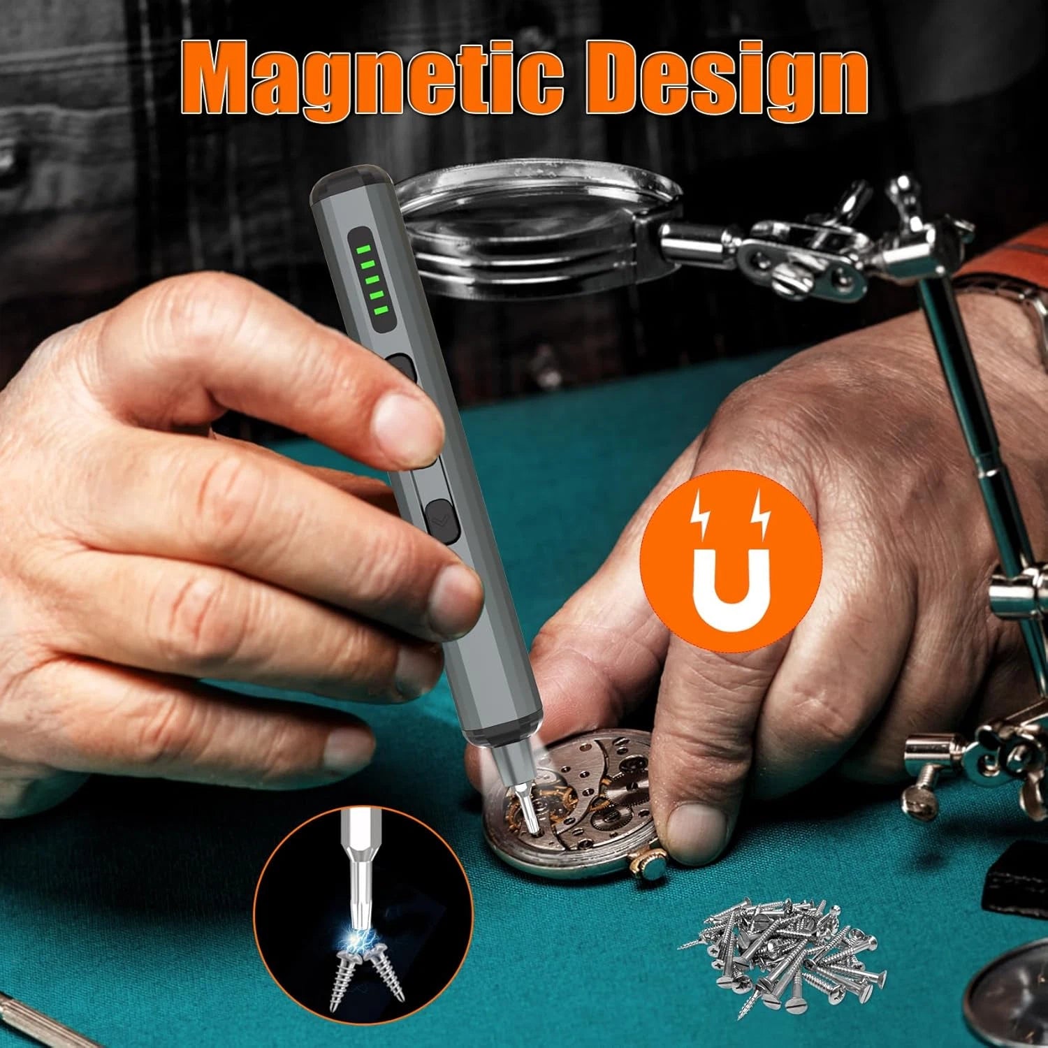 68-in-1 Mini Electric Screwdriver Set – 64 Bits, 5 Torque, LED Light, USB-C