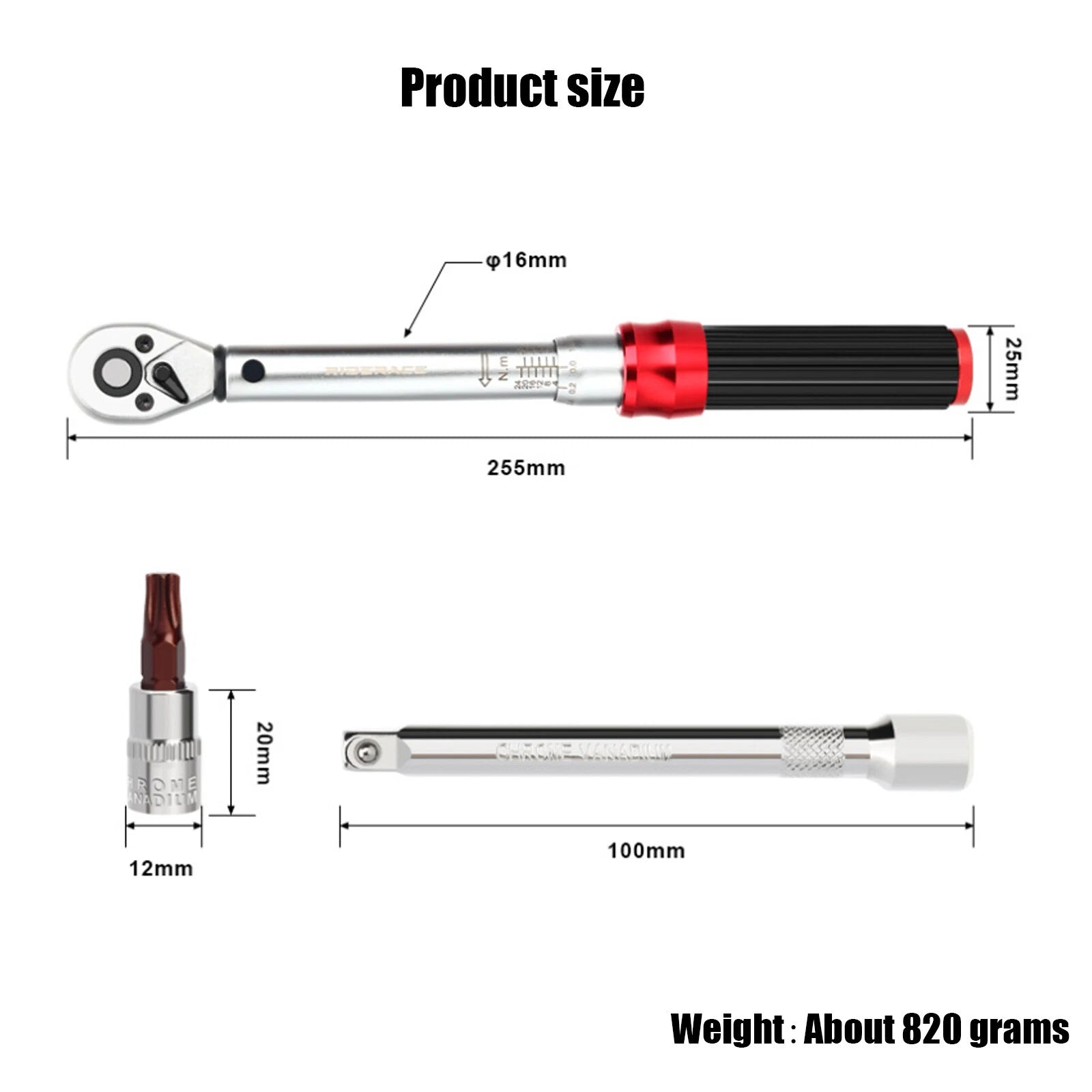 Bicycle Torque Wrench Set 15Pcs 1/4" 2-24Nm 1.5/2/2.5/3/4/5/6mm Portable Durable