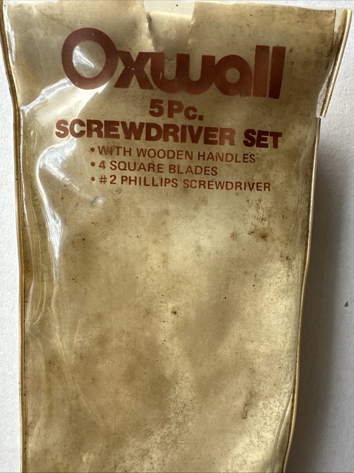 5 Pc Oxwall Vintage Screwdriver Set 4 Flat Blade, 1 Phillips Head Wooden Handles