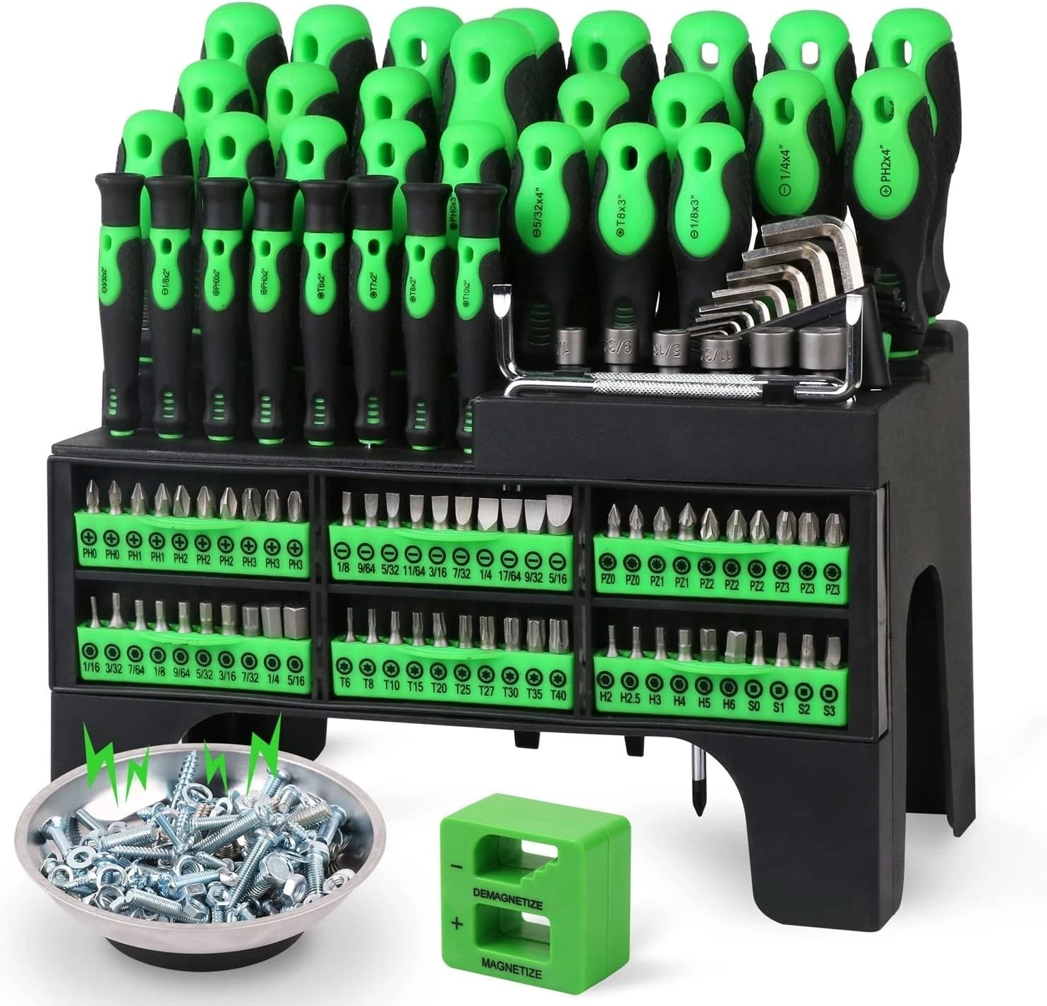 SWANLAKE 118PCS Magnetic Screwdrivers Set With Plastic Ranking,Tools For Men (11