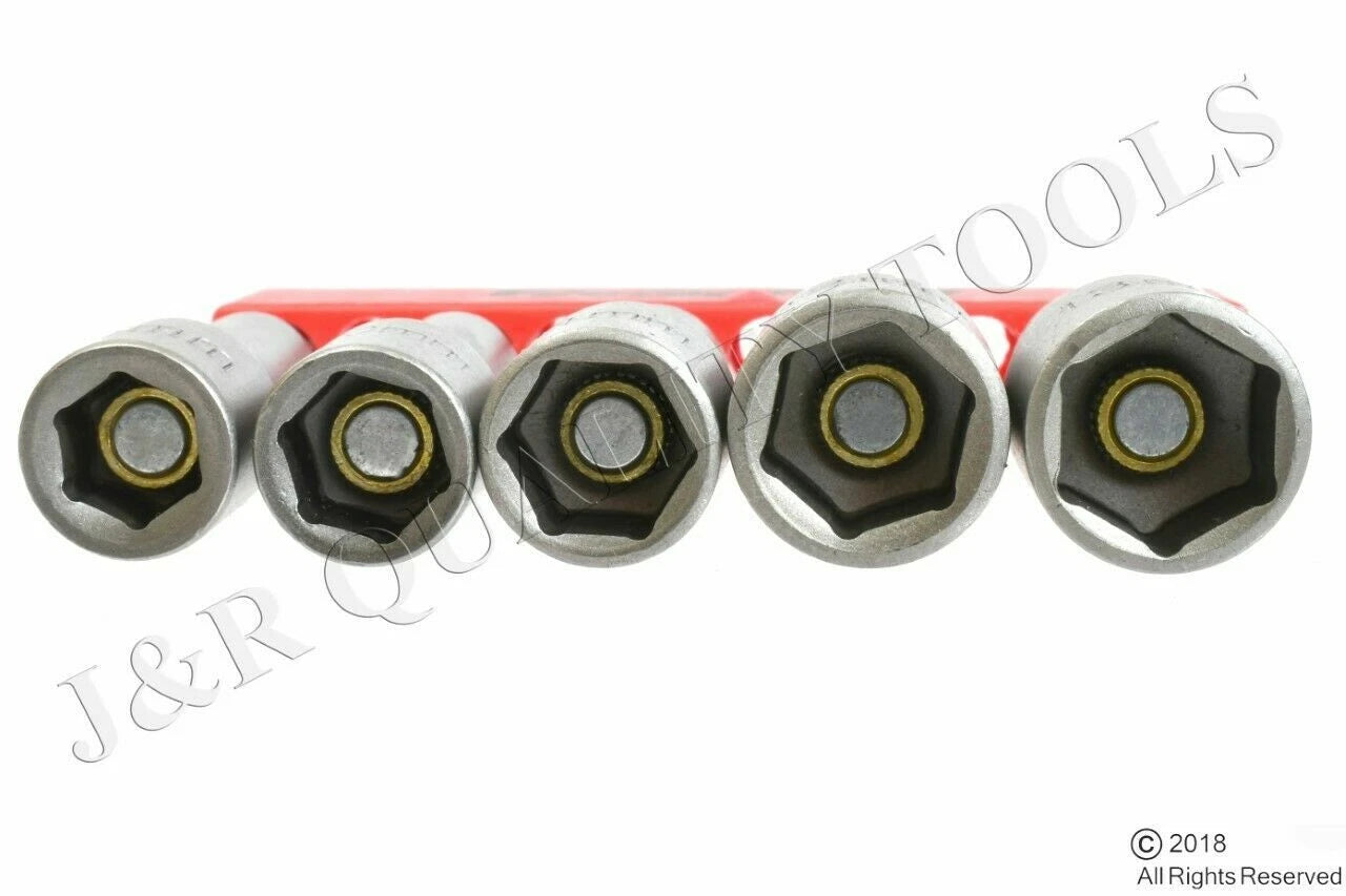 5 pc 1/4" SHANK MAGNETIC NUT SETTER DRIVER SET 1/4", 5/16", 3/8", 7/16" and 1/2"
