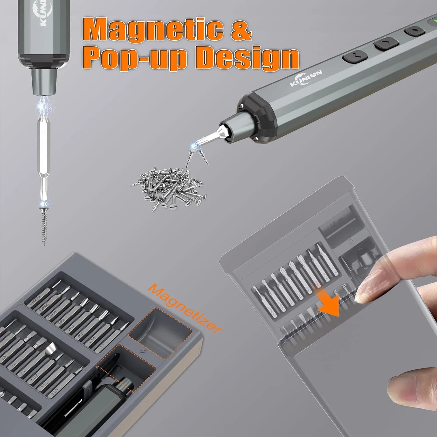 68-in-1 Mini Electric Screwdriver Set – 64 Bits, 5 Torque, LED Light, USB-C