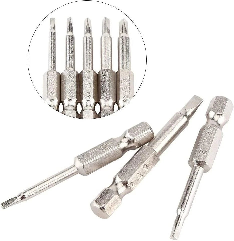 6 Pieces Magnetic Triangle Screwdriver Bits Set 1/4 Inch Hexagonal 1.8 Mm, 2.0 M