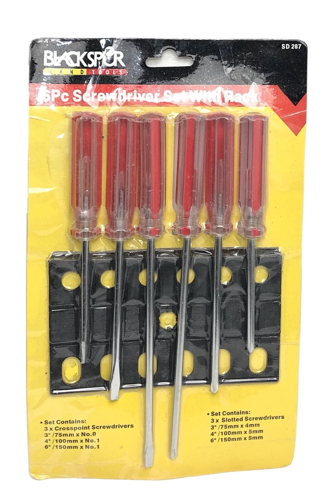 6Pc Screwdriver Set With Rack Philips Crosspoint Slotted Flat Head DIY Hardware