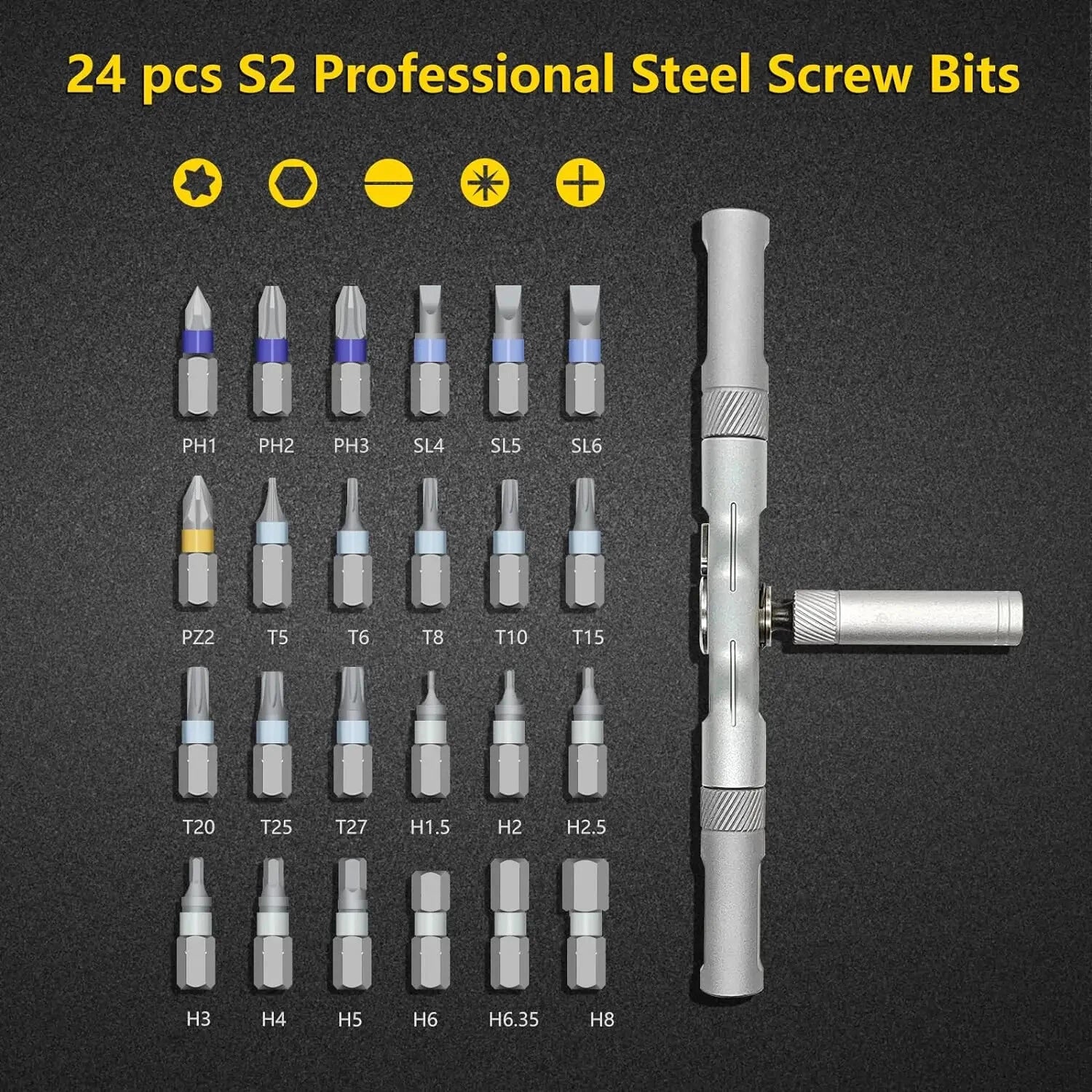 24in1 Multifunction Ratchet Screwdriver Set Multi Magnetic Bits Repair Tool Kit