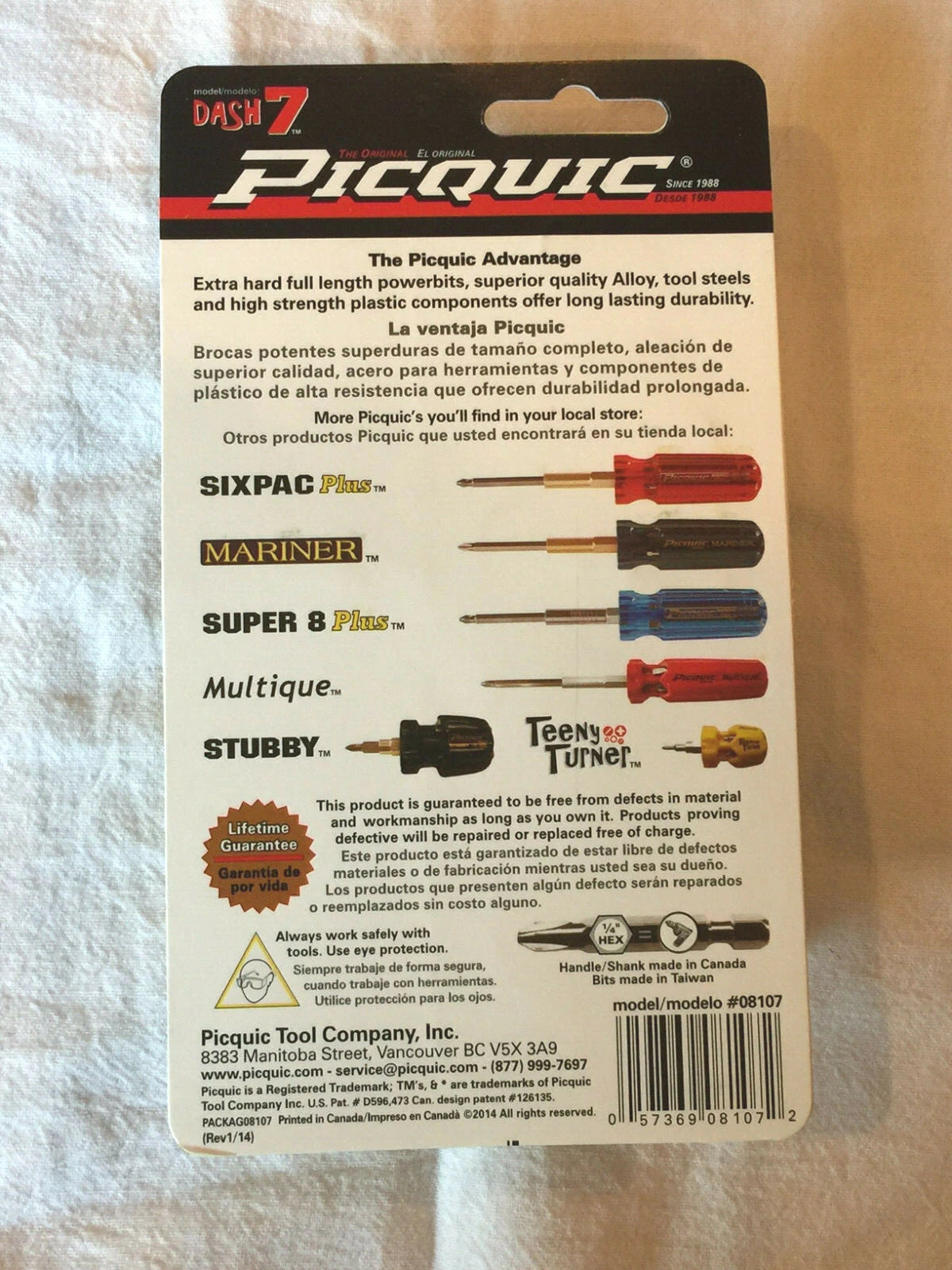 PICQUIC DASH 7 Screwdriver - Multi Bit with 7 Hex Powerbits - Electric Blue