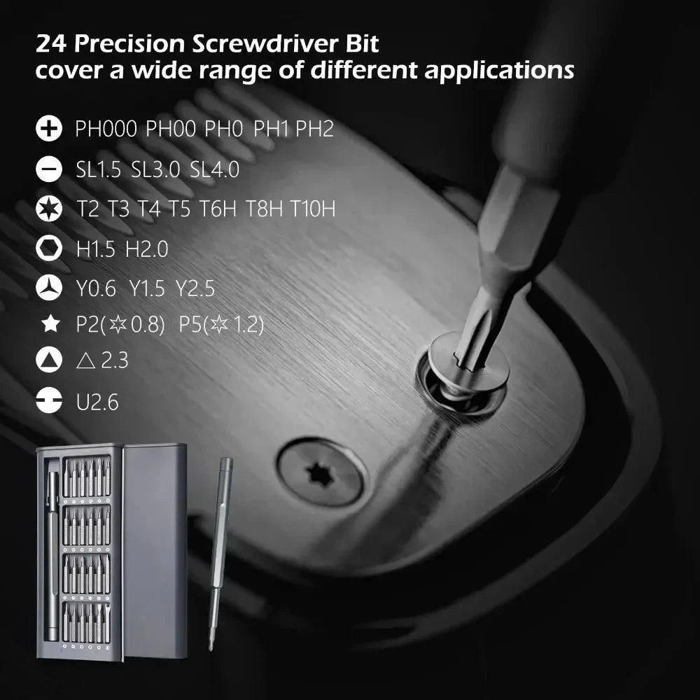 25-in-1 Precision Screwdriver Set – Magnetic Bits for iPhone, PC, Watch