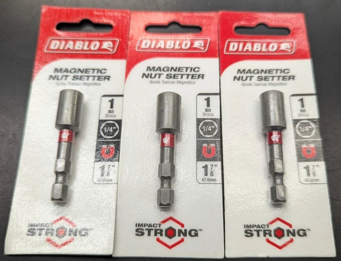 NEW DIABLO 3 Pc. Magnetic Nut Driver 1/4" X 1-7/8" long-F. Ship