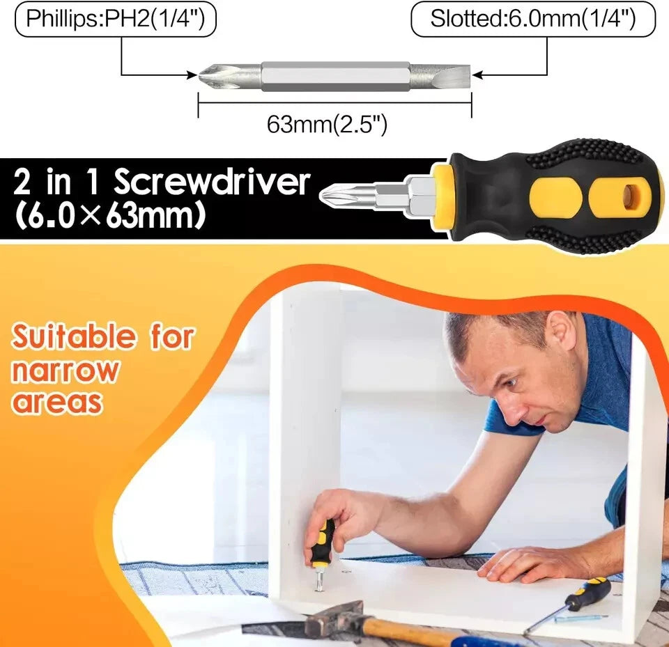9Pcs Magnetic Screwdriver Set, 12In Including Extra Long Phillips and Slotted