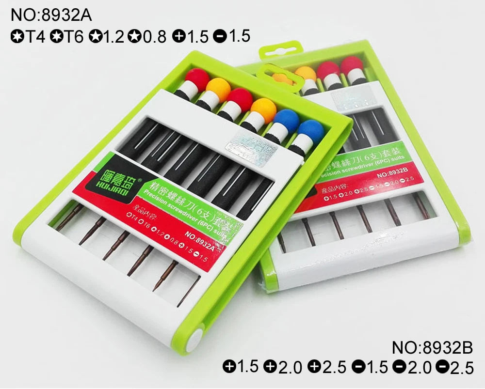 1set HUIJIAQI 6in1 Precision Screwdriver(6pcs) Suits Repair Tool No.8932A/B