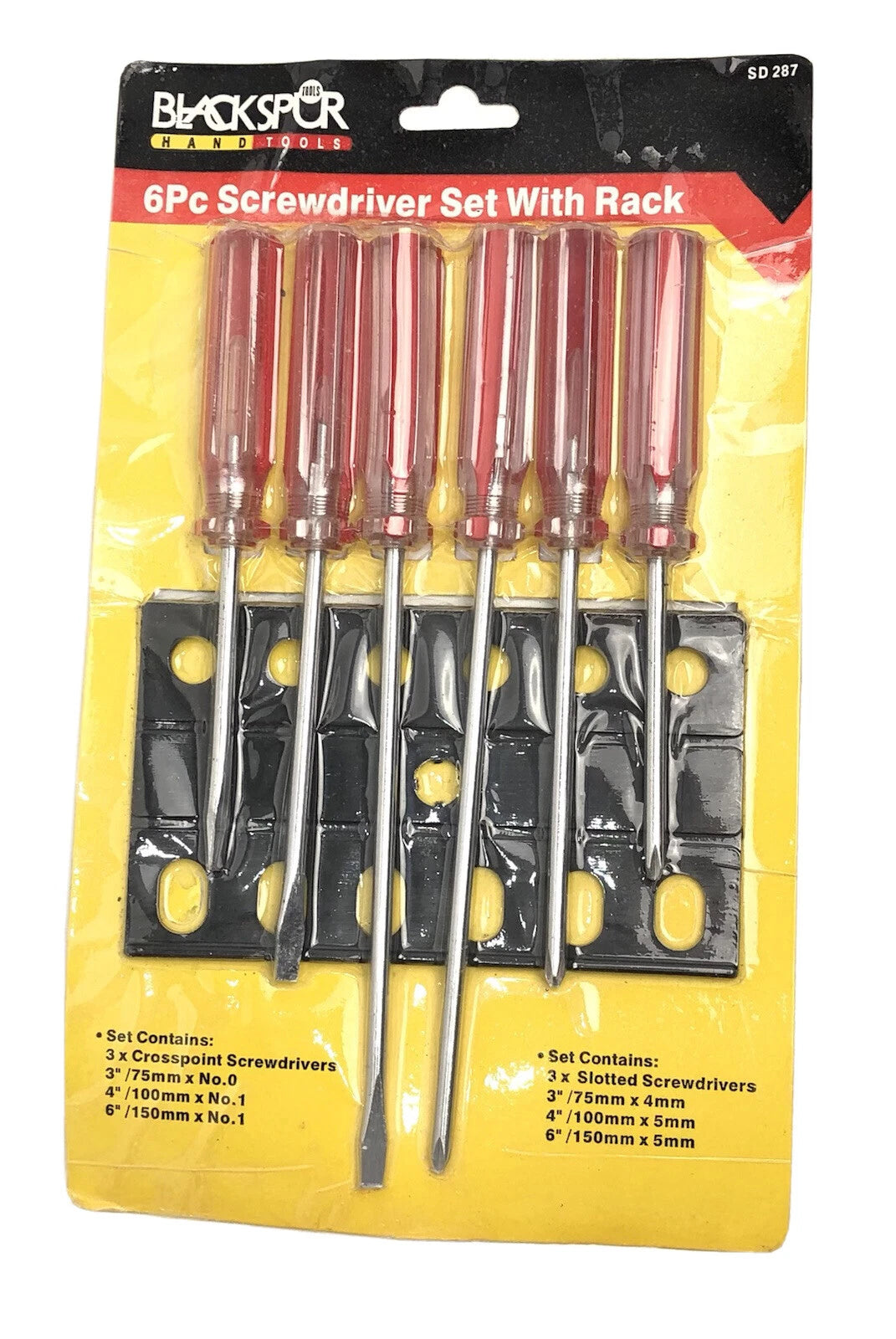 6Pc Screwdriver Set With Rack Philips Crosspoint Slotted Flat Head DIY Hardware