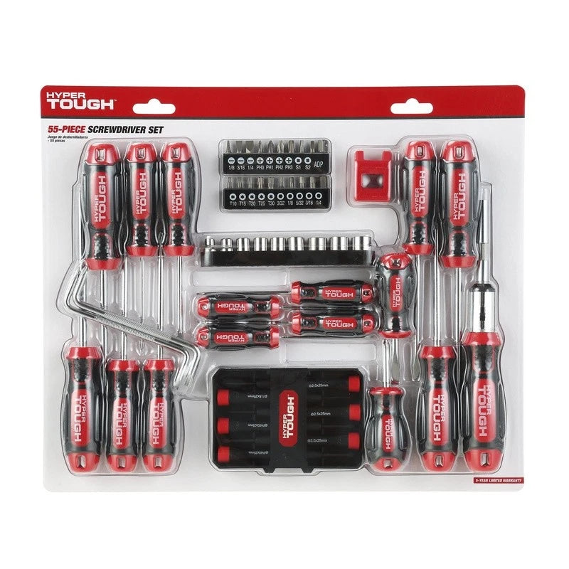 55 Piece Screwdriver Set Multi-Head Precision Tools Nonslip Grip Durable Chrome