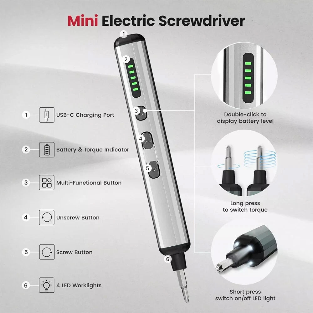 68-in-1 Mini Electric Screwdriver Cordless Screwdriver Set for Precision Work.