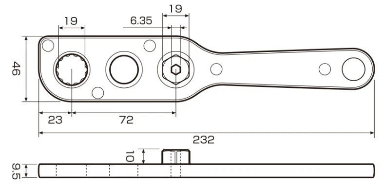 ANEX Offset 19mm Socket Adapter Set (H10~H24) Ratchet Wrench AOA-19S3