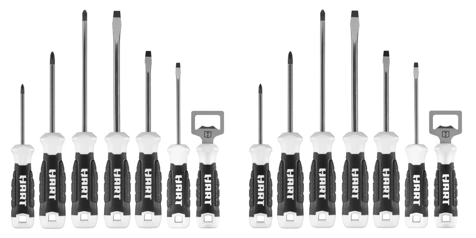 HART 2-Pk 6pc Screwdriver Set +Bottle Opener, Magnetic Tip, Philips, Flathead π