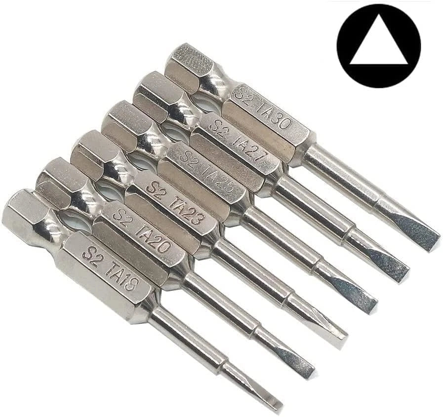 6 Pieces Magnetic Triangle Screwdriver Bits Set 1/4 Inch Hexagonal 1.8 Mm, 2.0 M