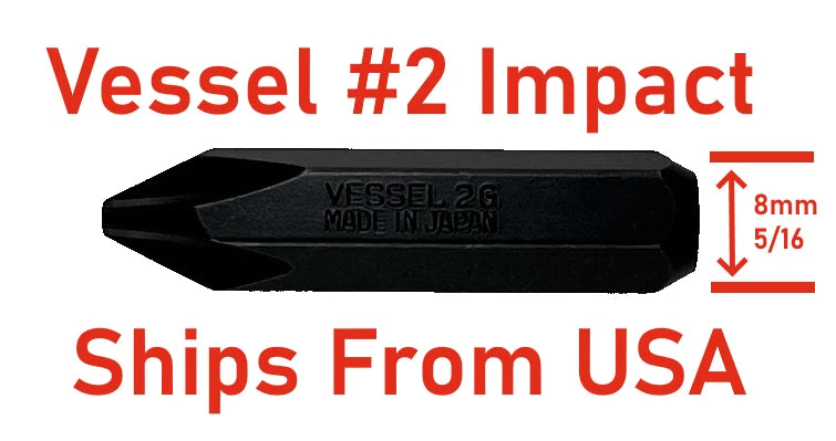 2 pcs Vessel JIS #2 Impact 8mm 5/16 hex for Japanese motorcycle car screws NEW