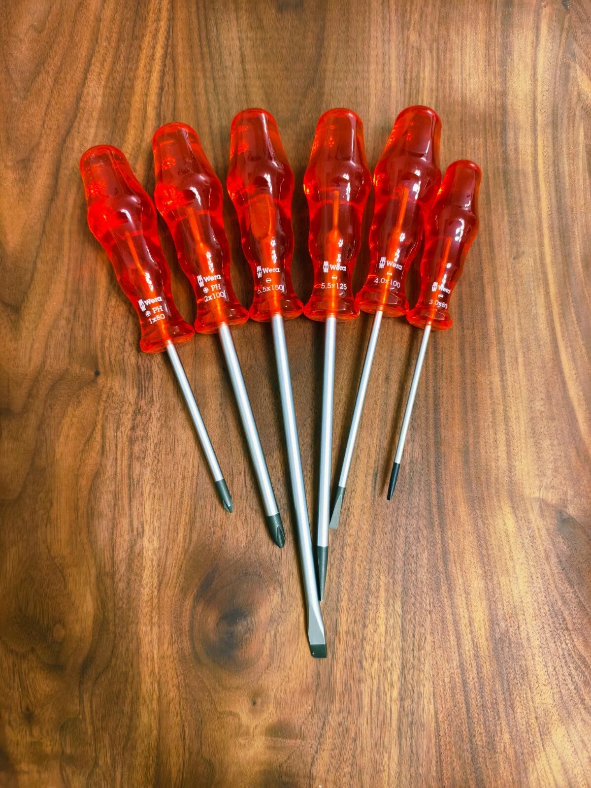 Wera 6 Piece Screwdriver Set with Transparent Crystal - Red Handles Limited
