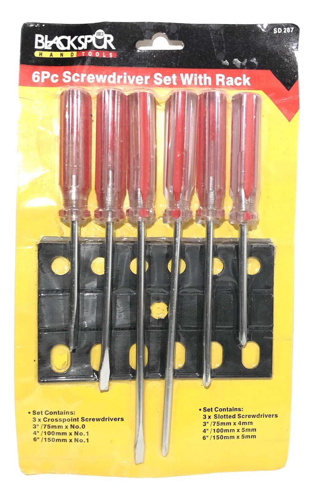 6Pc Screwdriver Set With Rack Philips Crosspoint Slotted Flat Head DIY Hardware