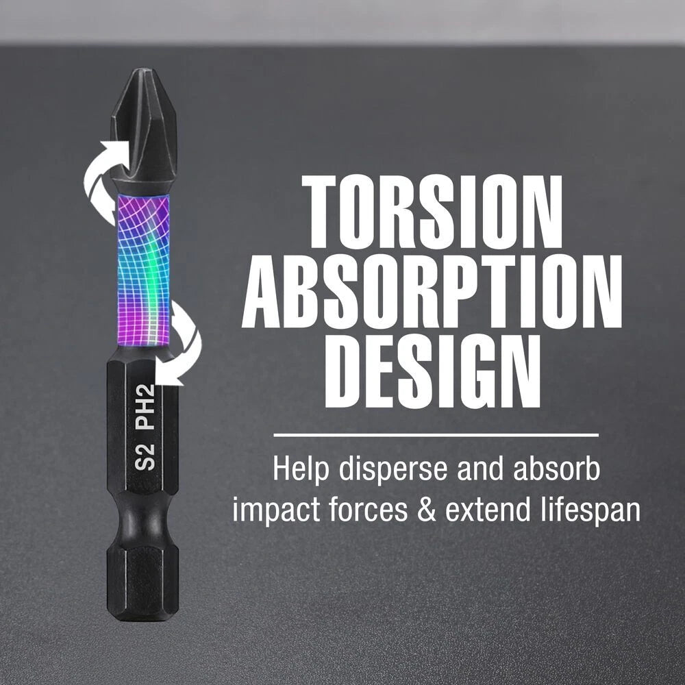 WORKPRO 12pcs PH2 Impact Phillips Screwdriver Bit Set CNC Machined S2 Steel Tips