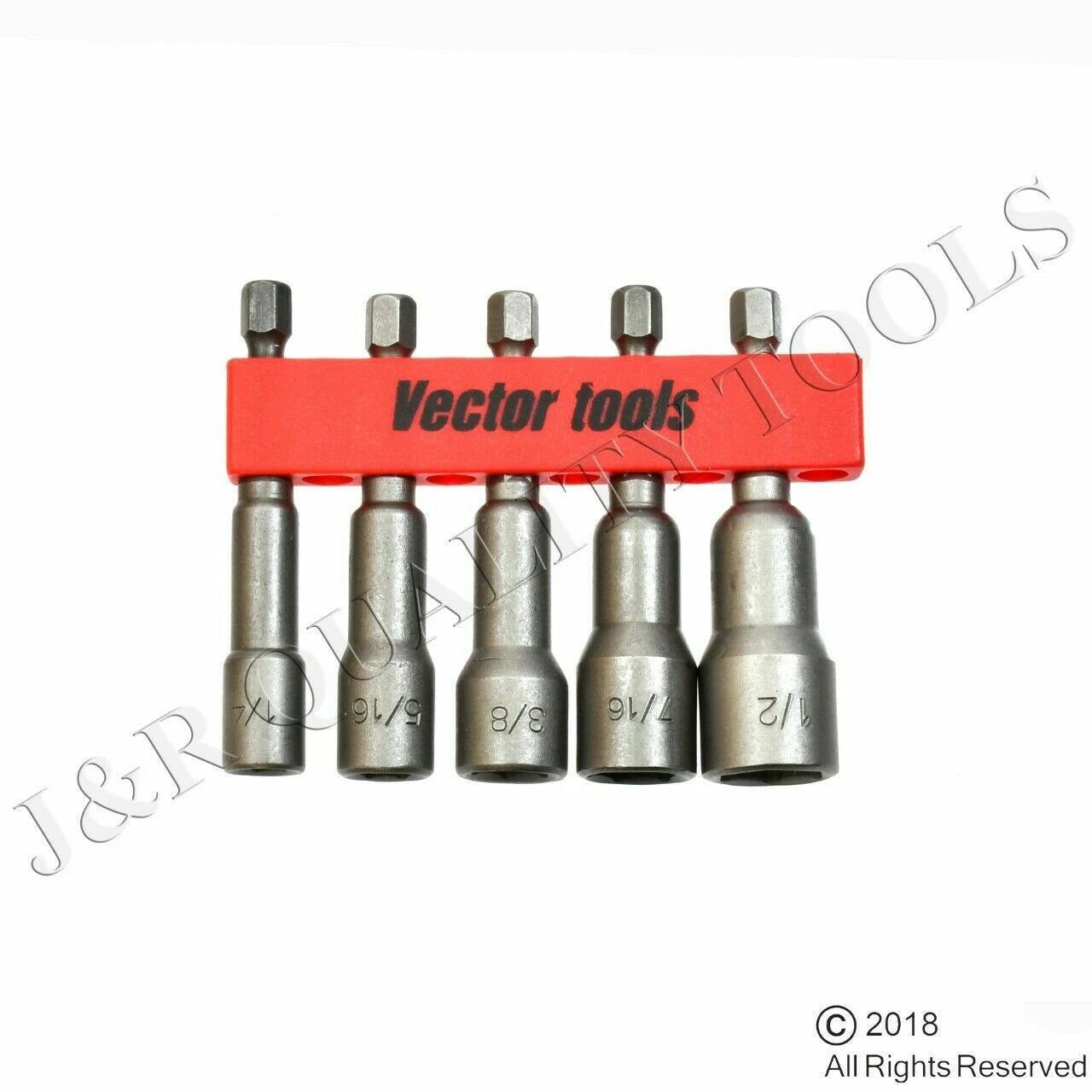 5 pc 1/4" SHANK MAGNETIC NUT SETTER DRIVER SET 1/4", 5/16", 3/8", 7/16" and 1/2"
