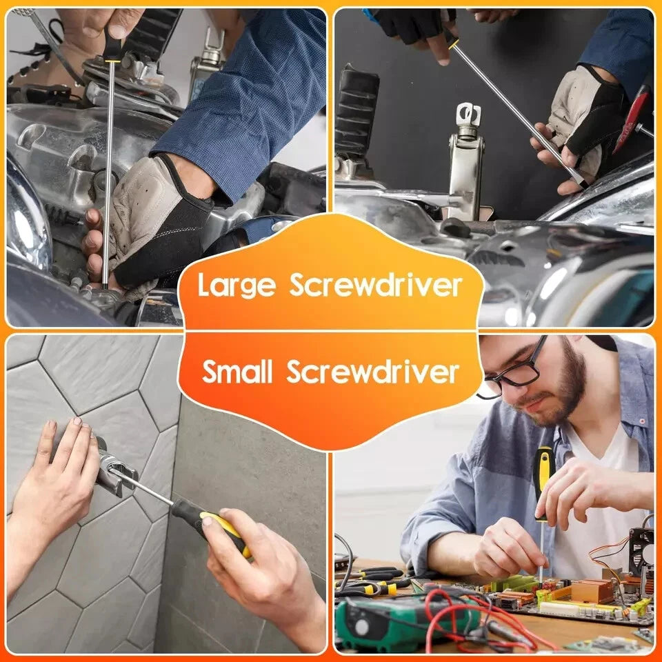 9Pcs Magnetic Screwdriver Set, 12In Including Extra Long Phillips and Slotted