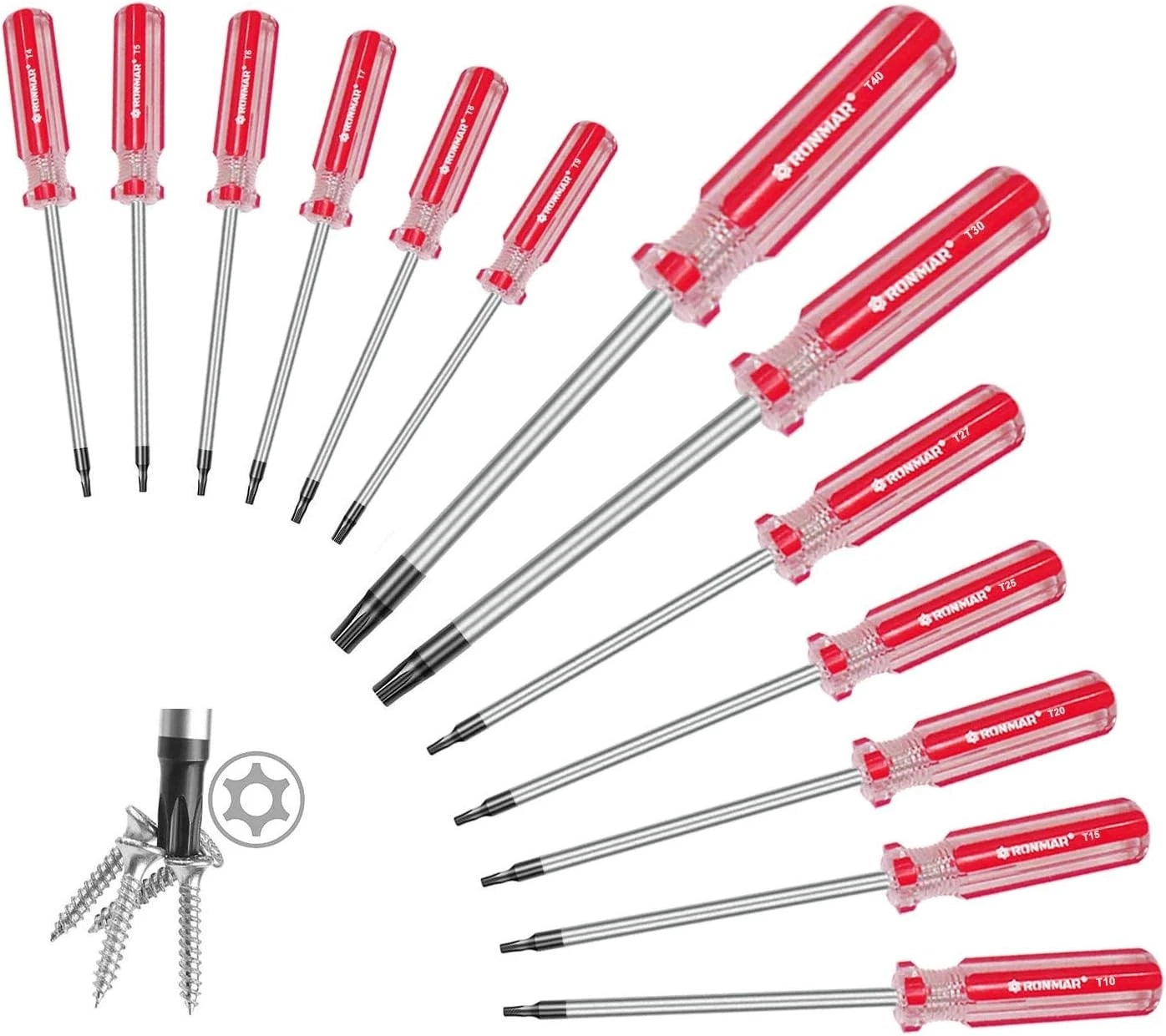13-Piece Magnetic Torx Screwdrivers Set, Security Tamper Proof, Red