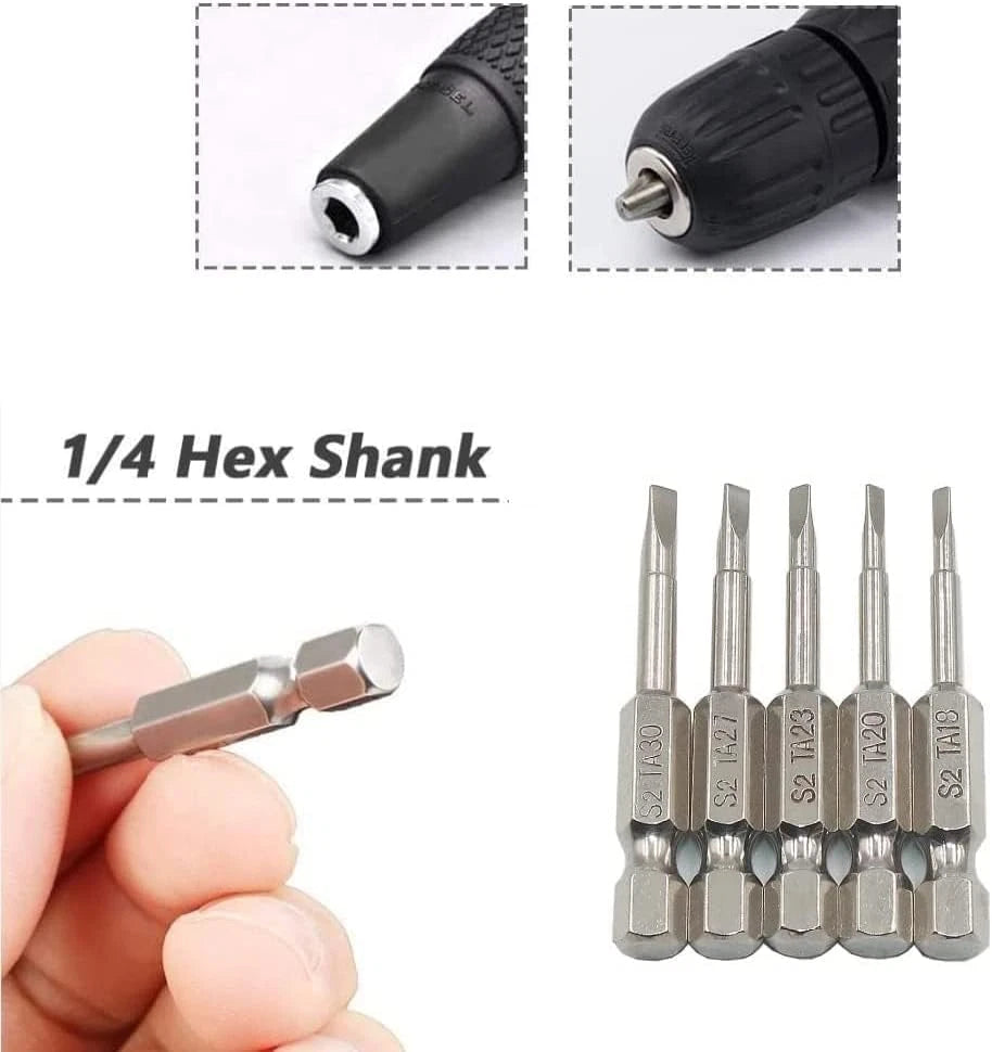 6 Pieces Magnetic Triangle Screwdriver Bits Set 1/4 Inch Hexagonal 1.8 Mm, 2.0 M