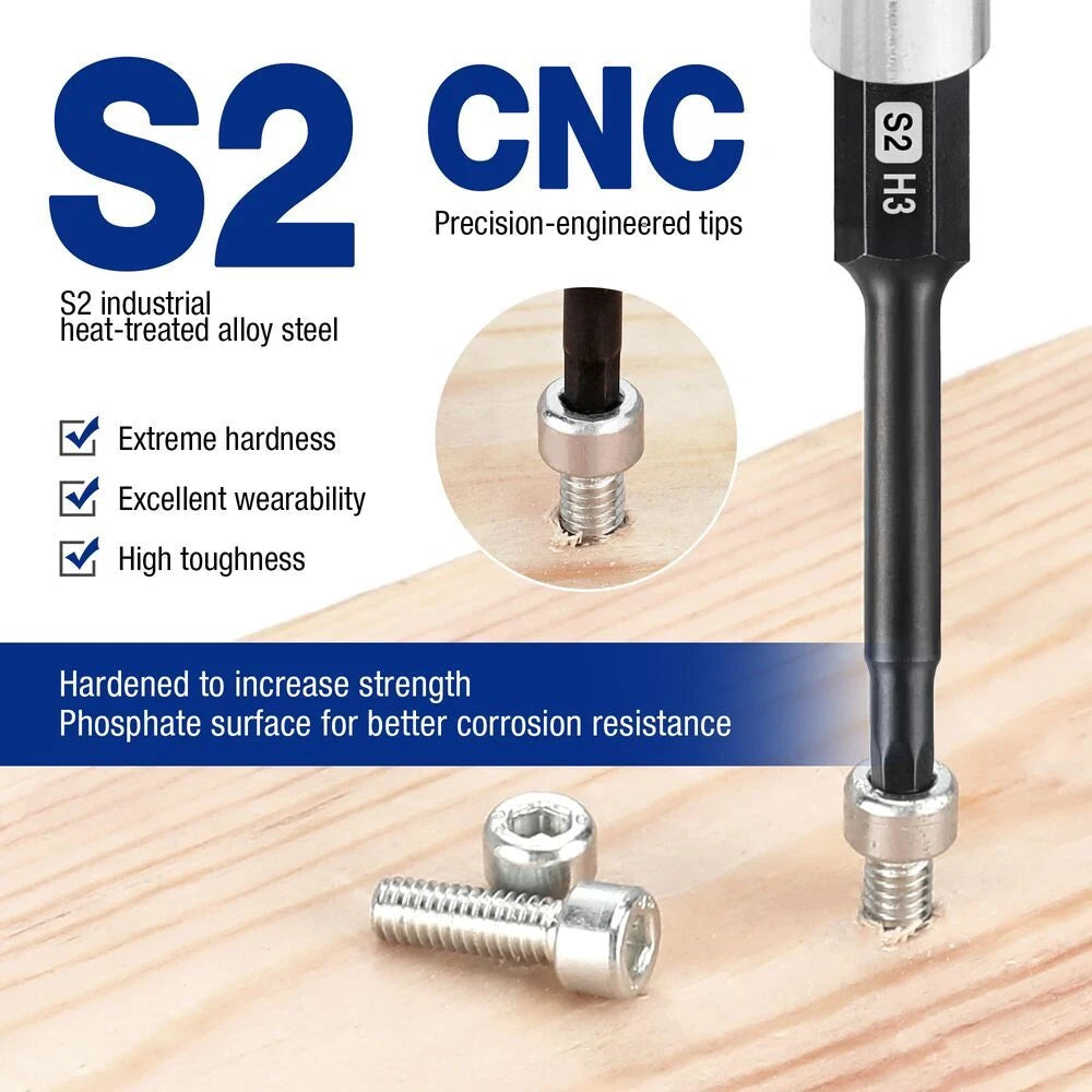 WORKPRO 20pcs Hex Head Allen Wrench Drill Bit Set Metric and SAE Hex Bits New