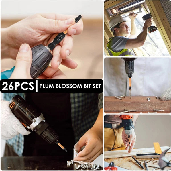 26pcs Impact Torx Set T7-T40 Driver Star Bits Security Tamper Proof 1/4" Shank