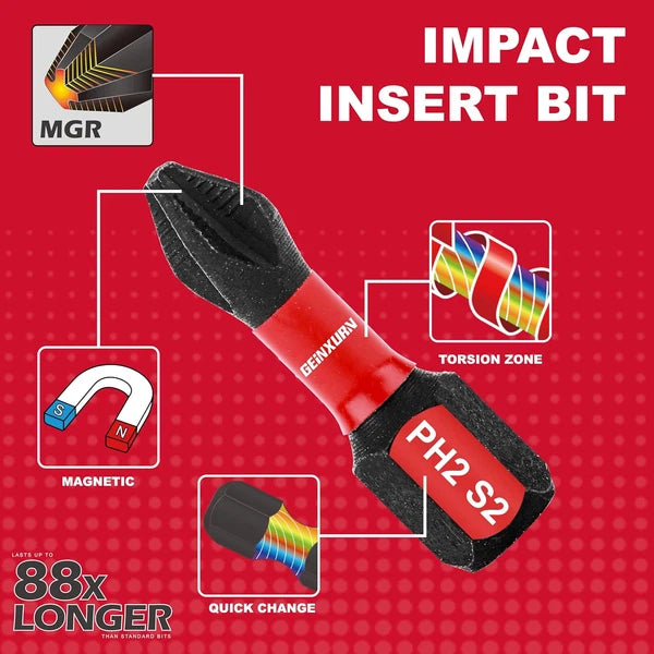 51Pack PH2 1 Inches Impact Tough Anti-Slip Screwdriver Bits, #2 Phillips 1/4 Inc