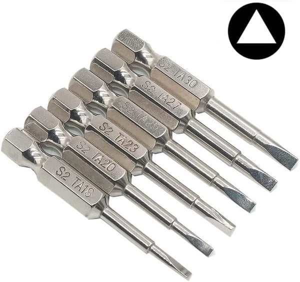 6 Pieces Magnetic Triangle Screwdriver Bits Set 1/4 Inch Hexagonal 1.8 Mm, 2.0 M
