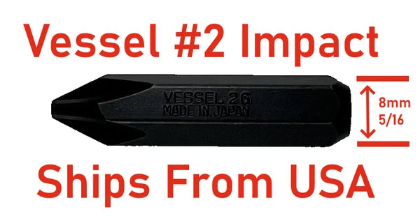 2 pcs Vessel JIS #2 Impact 8mm 5/16 hex for Japanese motorcycle car screws NEW