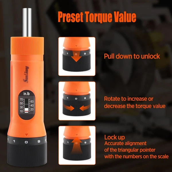 36Pcs Torque Screwdriver Wrench Driver Set 10-70 Inch Pounds lbs with 29 S2 B...