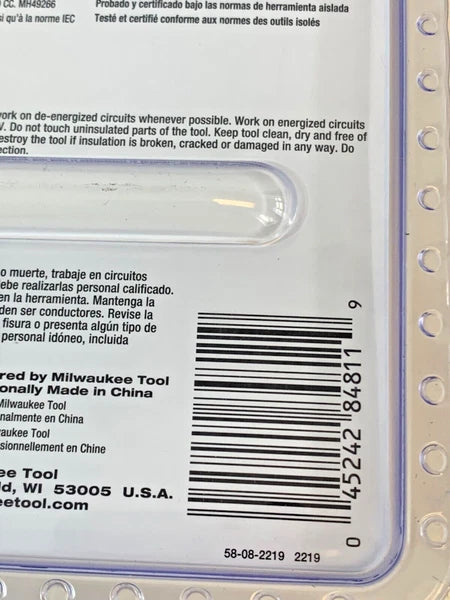 NEW Milwaukee 48-22-2219 1000V Insulated Slim Tip Screwdriver Set 4Pc NEW