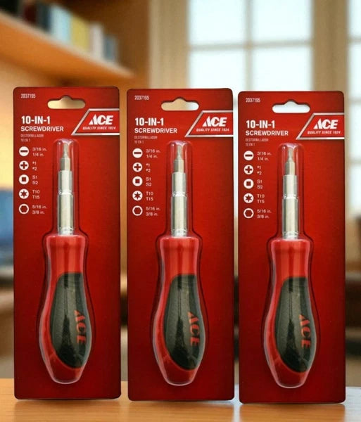 3 packs Ace 10 in 1 Multi Bit Screwdriver SKU: 2037195 MFR: CMSDS-2205