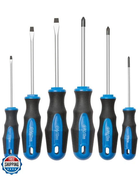 ROTATION 6PCS Magnetic Tip Screwdriver Set, 3 Phillips and 3 Flat, Profession