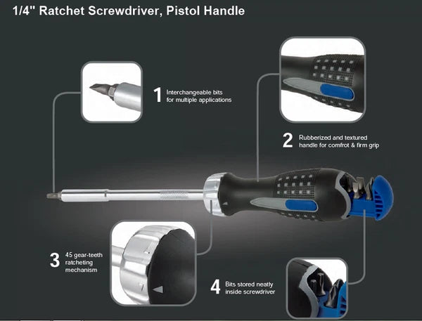 Blue Point ratchet screwdriver with bits ratcheting screwdriver BSGDMR6