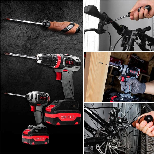 P.I.T. Screwdriver Set, 16-in-1 Impact Rated Screwdriver with Interchangeable...