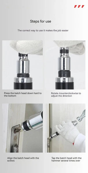 7/13 PCS Impact Screwdriver Hand Manual Reversible Impact Driver Set Durable