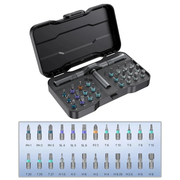 24in1 Multifunction Ratchet Screwdriver Set Multi Magnetic Bits Repair Tool Kit