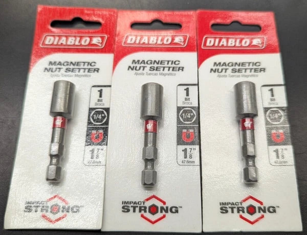 NEW DIABLO 3 Pc. Magnetic Nut Driver 1/4" X 1-7/8" long-F. Ship