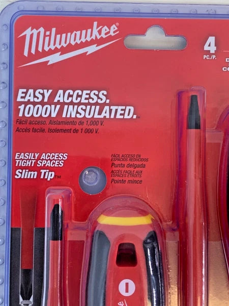 NEW Milwaukee 48-22-2219 1000V Insulated Slim Tip Screwdriver Set 4Pc NEW