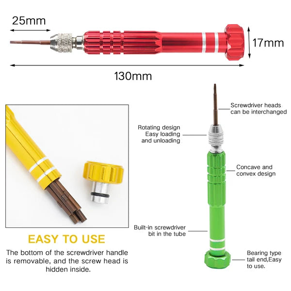 6 in 1 Precision Screwdriver Cellphone Repair Kit Set For Watch iPhone Tool Red