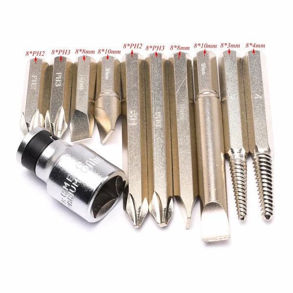 12pcs Impact Screwdriver Set Industrial Grade Metric Bits Screw Extractor Tool