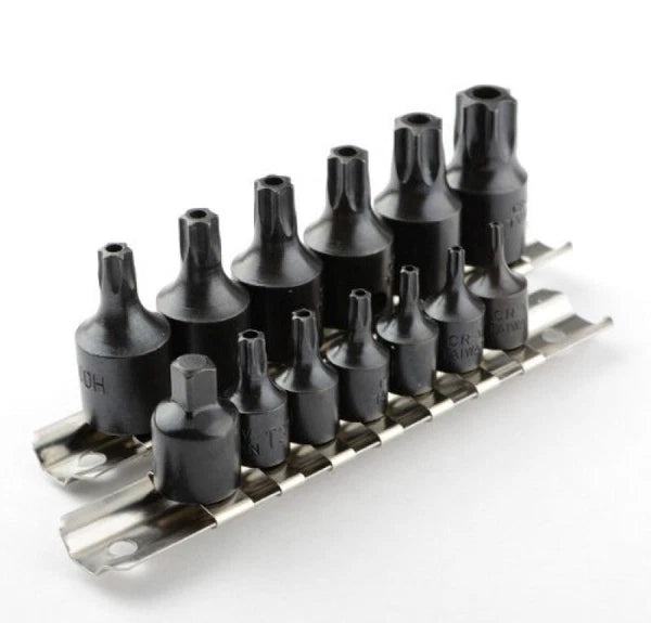 15 Pc 1/4" & 3/8" Drive Impact Tamper Proof Star Bit Torx Tool Bits Auto Tools