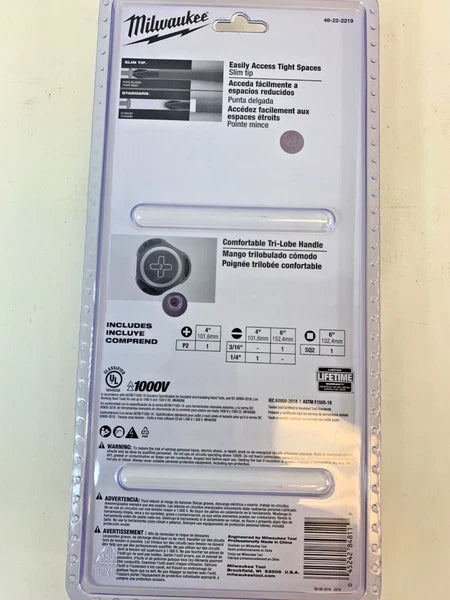 NEW Milwaukee 48-22-2219 1000V Insulated Slim Tip Screwdriver Set 4Pc NEW